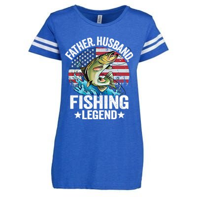 Father Husband Fishing Legend American Flag Dad Fishing Gift Enza Ladies Jersey Football T-Shirt