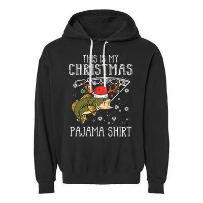 Festive Holiday Fishing Pajama for Dad Garment-Dyed Fleece Hoodie