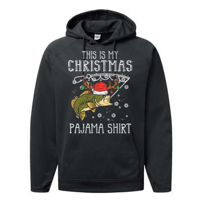 Festive Holiday Fishing Pajama for Dad Performance Fleece Hoodie