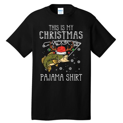 Festive Holiday Fishing Pajama for Dad Tall T-Shirt