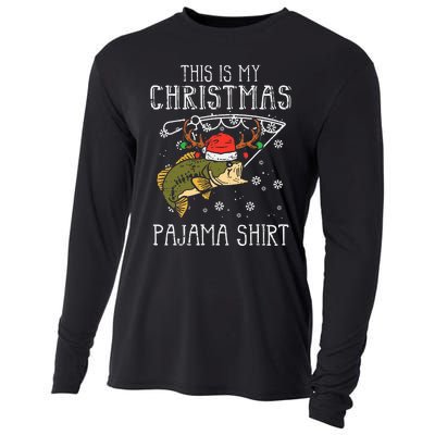 Festive Holiday Fishing Pajama for Dad Cooling Performance Long Sleeve Crew