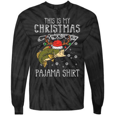 Festive Holiday Fishing Pajama for Dad Tie-Dye Long Sleeve Shirt