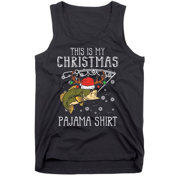 Festive Holiday Fishing Pajama for Dad Tank Top