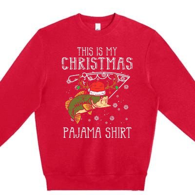 Festive Holiday Fishing Pajama for Dad Premium Crewneck Sweatshirt