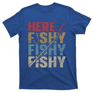 Funny Here Fishy Fishing Bass Fish Dad T-Shirt