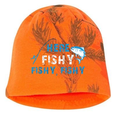 Fishing Here Fishy Bass Fish Gift Women Funny Kati - Camo Knit Beanie