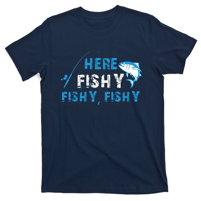 Fishing Here Fishy Bass Fish Gift Women Funny T-Shirt