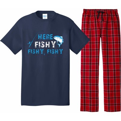 Fishing Here Fishy Bass Fish Gift Women Funny Pajama Set