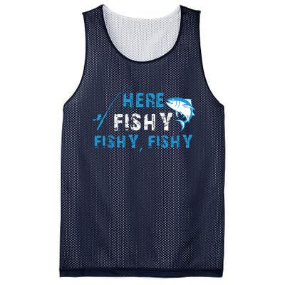 Fishing Here Fishy Bass Fish Gift Women Funny Mesh Reversible Basketball Jersey Tank