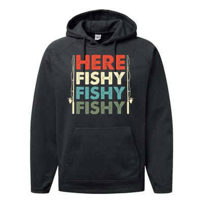 Fish Hunting Fishing Fishrod Fisherman Performance Fleece Hoodie