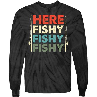 Fish Hunting Fishing Fishrod Fisherman Tie-Dye Long Sleeve Shirt