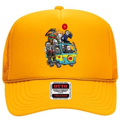 Funny Halloween Friends Gift High Crown Mesh Back Trucker Hat