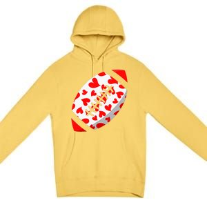 Funny Hearts Football Lover Matching Sports Valentines Day Premium Pullover Hoodie