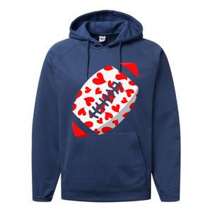 Funny Hearts Football Lover Matching Sports Valentines Day Performance Fleece Hoodie