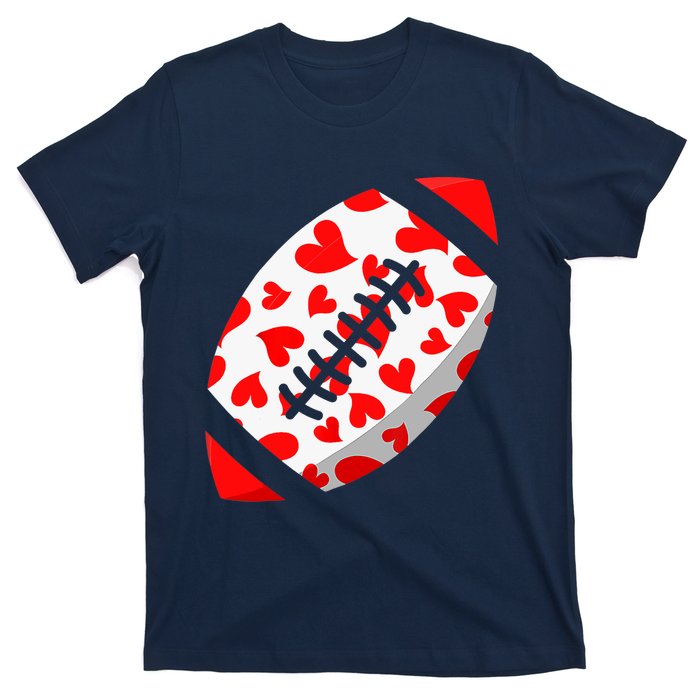 Funny Hearts Football Lover Matching Sports Valentines Day T-Shirt