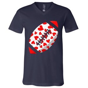 Funny Hearts Football Lover Matching Sports Valentines Day V-Neck T-Shirt