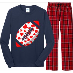 Funny Hearts Football Lover Matching Sports Valentines Day Long Sleeve Pajama Set