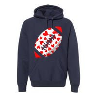 Funny Hearts Football Lover Matching Sports Valentines Day Premium Hoodie