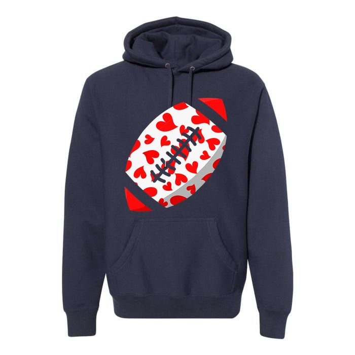 Funny Hearts Football Lover Matching Sports Valentines Day Premium Hoodie