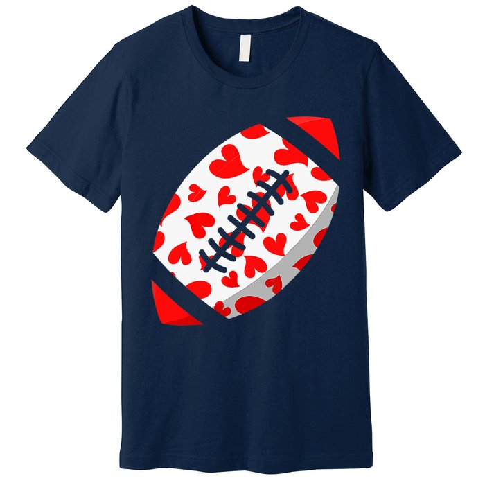 Funny Hearts Football Lover Matching Sports Valentines Day Premium T-Shirt