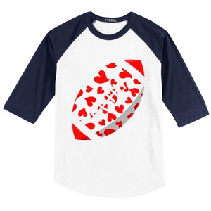 Funny Hearts Football Lover Matching Sports Valentines Day Baseball Sleeve Shirt