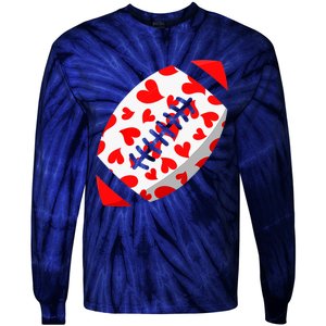 Funny Hearts Football Lover Matching Sports Valentines Day Tie-Dye Long Sleeve Shirt