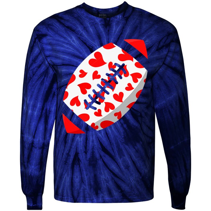 Funny Hearts Football Lover Matching Sports Valentines Day Tie-Dye Long Sleeve Shirt