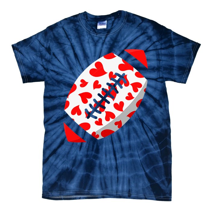 Funny Hearts Football Lover Matching Sports Valentines Day Tie-Dye T-Shirt