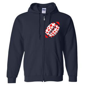 Funny Hearts Football Lover Matching Sports Valentines Day Full Zip Hoodie