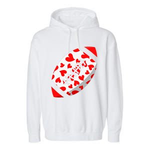 Funny Hearts Football Lover Matching Sports Valentines Day Garment-Dyed Fleece Hoodie