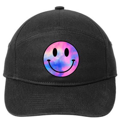 Funny Happy Face Tie Dye Smile Face Meme Trendy 7-Panel Snapback Hat