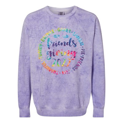 Funny Happy Friendsgiving Great Gift Turkey Friends Giving Gift Colorblast Crewneck Sweatshirt