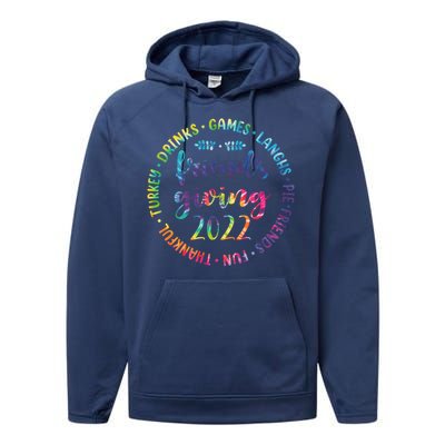 Funny Happy Friendsgiving Great Gift Turkey Friends Giving Gift Performance Fleece Hoodie