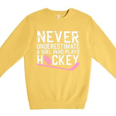 Funny Hockey For Wo Girls Ice Hockey Player Hockey Lovers Premium Crewneck Sweatshirt