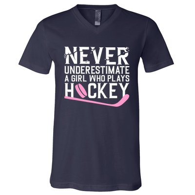 Funny Hockey For Wo Girls Ice Hockey Player Hockey Lovers V-Neck T-Shirt