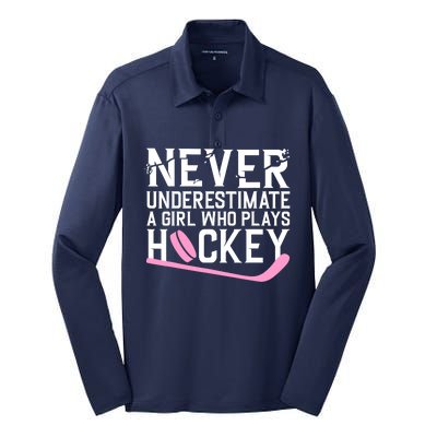 Funny Hockey For Wo Girls Ice Hockey Player Hockey Lovers Silk Touch Performance Long Sleeve Polo