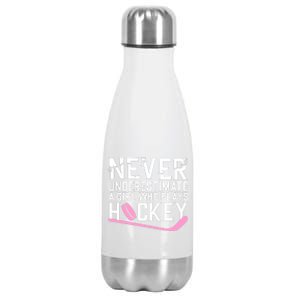 Funny Hockey For Wo Girls Ice Hockey Player Hockey Lovers Stainless Steel Insulated Water Bottle