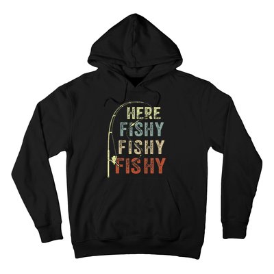 Fishing Here Fishy Bass Fish Gift Funny Hoodie