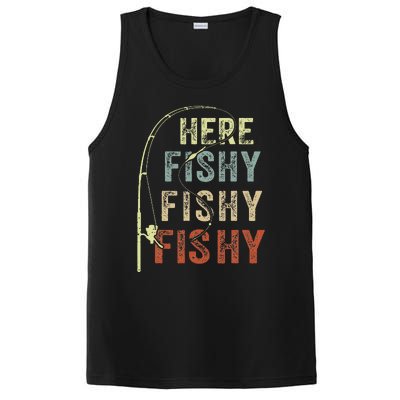 Fishing Here Fishy Bass Fish Gift Funny PosiCharge Competitor Tank