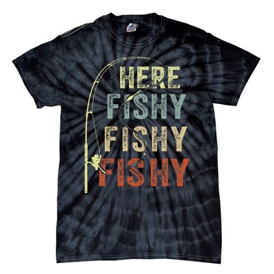 Fishing Here Fishy Bass Fish Gift Funny Tie-Dye T-Shirt