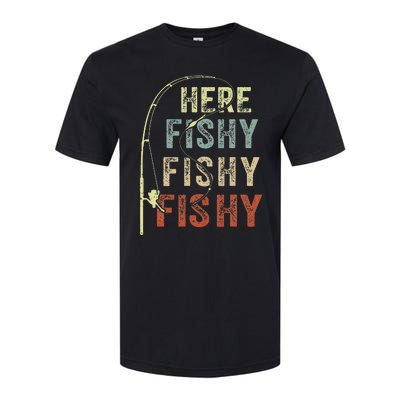 Fishing Here Fishy Bass Fish Gift Funny Softstyle CVC T-Shirt