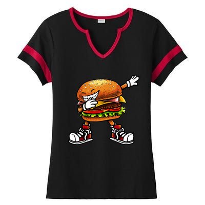 Funny Hamburger For Women Fast Food Ladies Halftime Notch Neck Tee