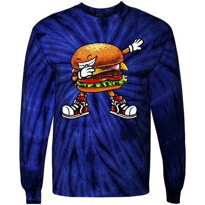 Funny Hamburger For Women Fast Food Tie-Dye Long Sleeve Shirt