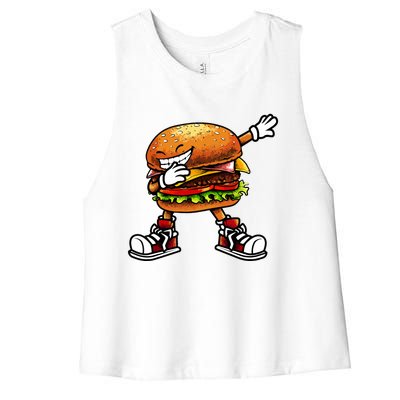 Funny Hamburger For Women Fast Food Women's Racerback Cropped Tank