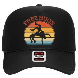 Free Hugs Funny Wrestling Wrestler Coach High Crown Mesh Back Trucker Hat