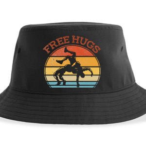 Free Hugs Funny Wrestling Wrestler Coach Sustainable Bucket Hat