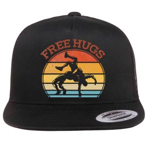 Free Hugs Funny Wrestling Wrestler Coach Flat Bill Trucker Hat