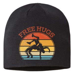 Free Hugs Funny Wrestling Wrestler Coach Sustainable Beanie