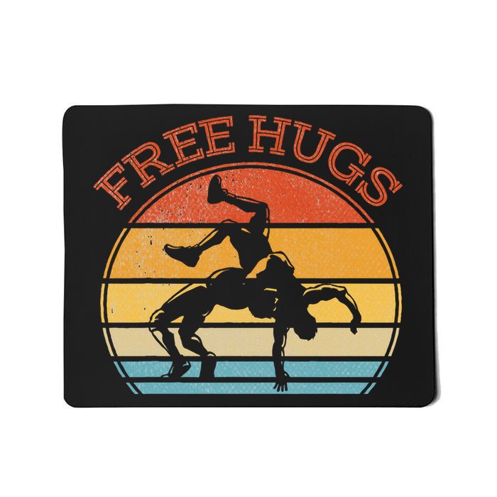 Free Hugs Funny Wrestling Wrestler Coach Mousepad