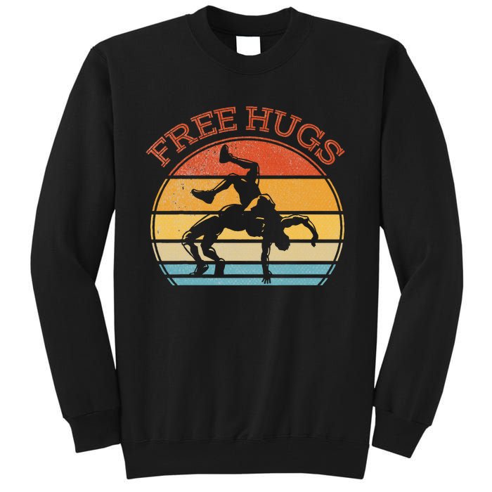 Free Hugs Funny Wrestling Wrestler Coach Tall Sweatshirt